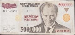 7.Emisyon 5 000 000 Lira J26 843888 Çok Temiz+