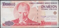 7.Emisyon 10 000 000 Lira B34 665494 Çok Temiz