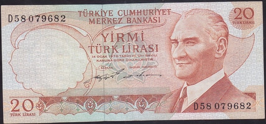 6.EMİSYON 2.TERTİP 20 LİRA D58 079682 ÇÇT +