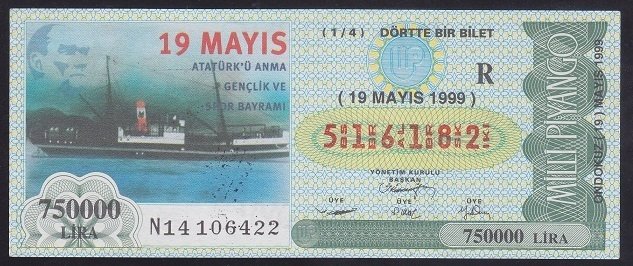 1999 19 MAYIS ÇEYREK BİLET