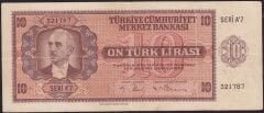3.Emisyon 10 Lira Seri A7 321787 Çok Temiz