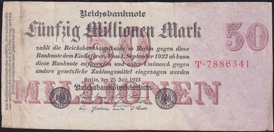 Almanya 50 Milyon Mark 1923 Haliyle 7 Rakam (R97a)