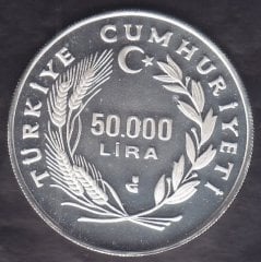1992 YILI 50000 LİRA ANAYASA MAHKEMESİ GÜMÜŞ ÇİL