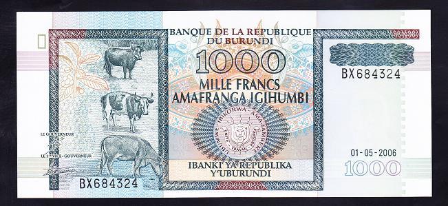 Burundi 1000 Frank 2006 Çil Pick 39d