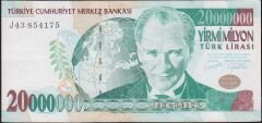 7.Emisyon 20 000 000 Lira J43 854175 Çok Temiz+