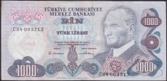 6.EMİSYON 1.TERTİP 1000 LİRA C38 003313 ÇOK TEMİZ +