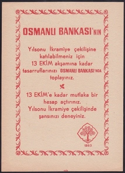 OSMANLI BANKASINA AİT EVRAK