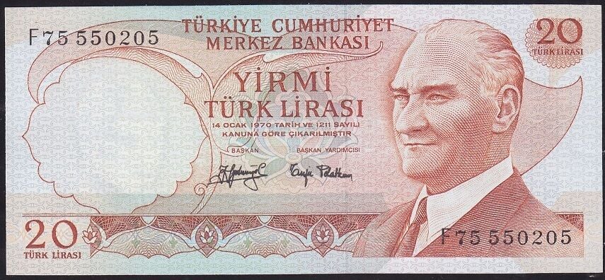 6.Emisyon 3.Tertip 20 Lira F75 550205 Çilaltı Çil