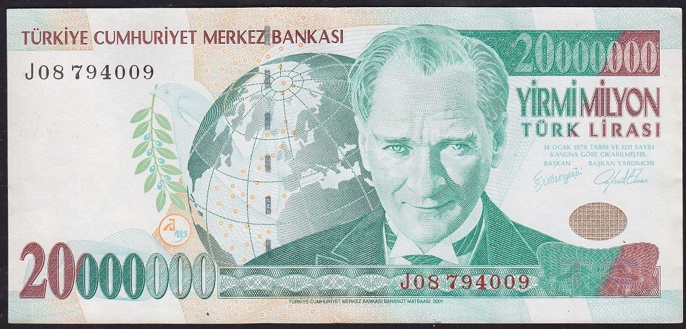 7.Emisyon 20 000 000 Lira J08 794009 Çok Çok Temiz