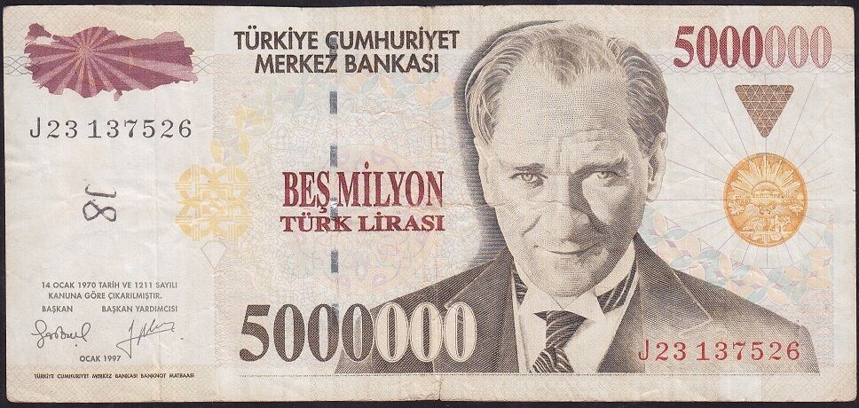 7.Emisyon 5 000 000 Lira J23 137526 Temiz+
