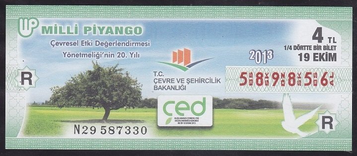 2013 19 Ekim Çeyrek Bilet - R Serisi