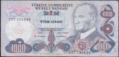 6.EMİSYON 1.TERTİP 1000 LİRA C37 231445 ÇOK TEMİZ +
