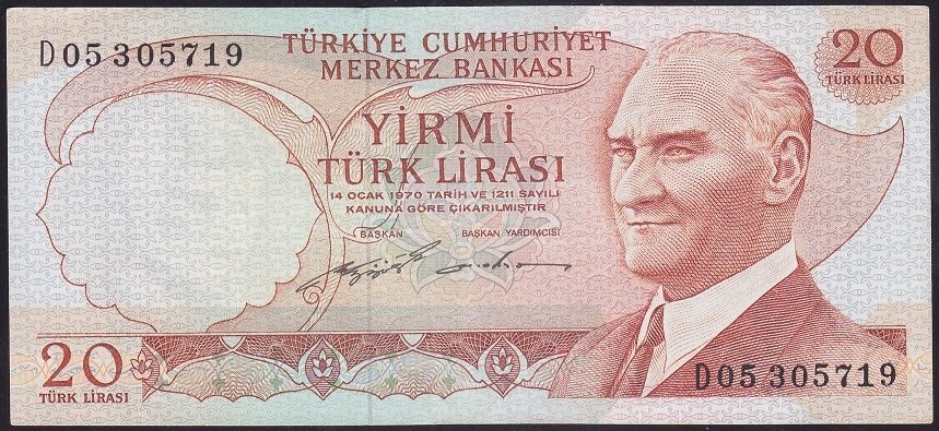 6.EMİSYON 2.TERTİP 20 LİRA D05 305719 ÇOK ÇOK TEMİZ +