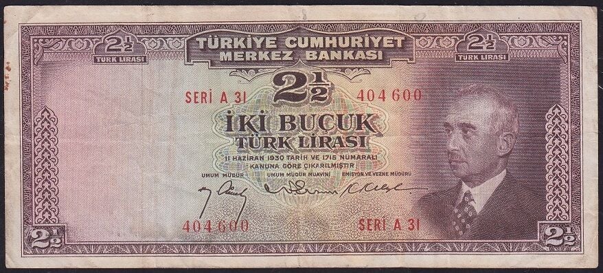 3.Emisyon 2.5 Lira Seri A31 404600 Çok Temiz+