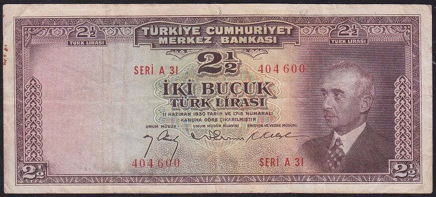 3.Emisyon 2.5 Lira Seri A31 404600 Çok Temiz+