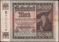 Almanya 5000 Mark 1922 Çok Temiz (R80) Yıldızlı Seri