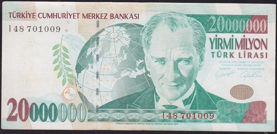 7.Emisyon 20 000 000 Lira I48 701009 Çok Temiz+