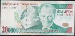 7.Emisyon 20 000 000 Lira I48 701009 Çok Temiz+