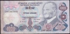 6.EMİSYON 1.TERTİP 1000 LİRA C36 382825 ÇOK TEMİZ +