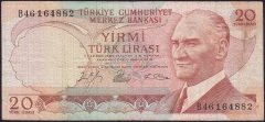 6.Emisyon 1.Tertip 20 Lira B46 164882 Çok Temiz