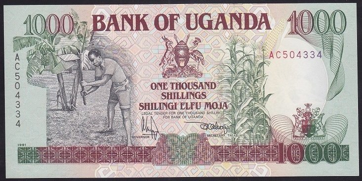 Uganda 1000 Şiling 1991 ÇİL Pick 34