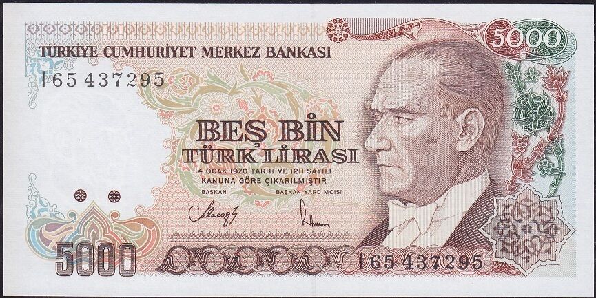 7.Emisyon 4.Tertip 5000 Lira I65 437295 Çil