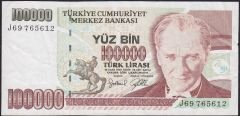 7.Emisyon 3.Tertip 100000 Lira J69 765612 Çok Temiz
