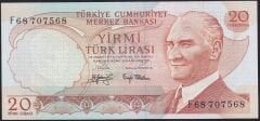 6.Emisyon 3.Tertip 20 Lira F68 707568 Çilaltı
