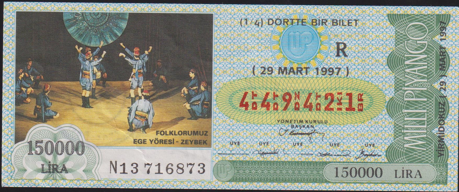 1997 29 Mart Çeyrek Bilet - R Serisi