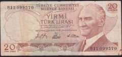 6.Emisyon 1.Tertip 20 Lira B12 099570 Temiz