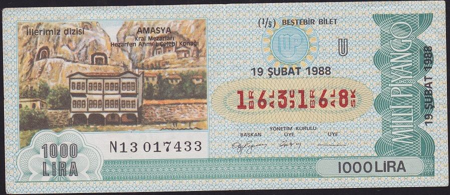 1988 19 Şubat Çeyrek Bilet - U Serisi