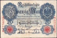 Almanya 20 Mark 1914 Çok Temiz 7 Rakam ( R47b )