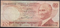 6.EMİSYON 2.TERTİP 20 LİRA C68 032114 ÇOK TEMİZ