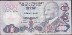 6.EMİSYON 1.TERTİP 1000 LİRA C35 439053 ÇOK TEMİZ +