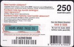 Turkcell Hazır Kart 250 Kontör 2009