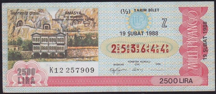 1988 19 Şubat Yarım Bilet - Z Serisi