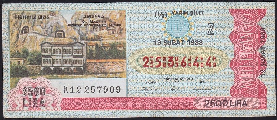 1988 19 Şubat Yarım Bilet - Z Serisi