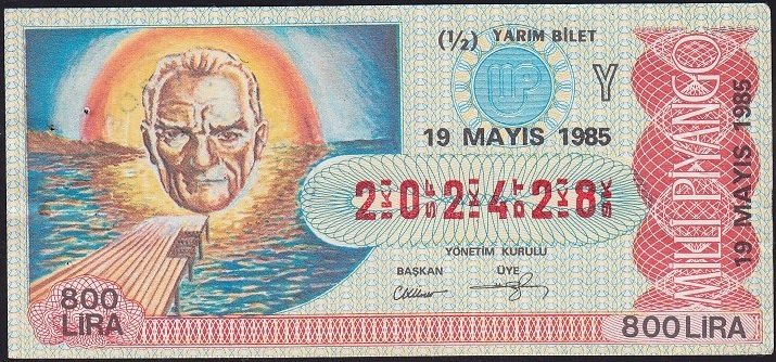 1985 19 Mayıs Yarım Bilet - Y Serisi