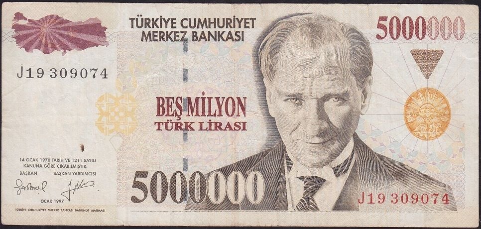 7.Emisyon 5 000 000 Lira J19 309074 Çok Temiz