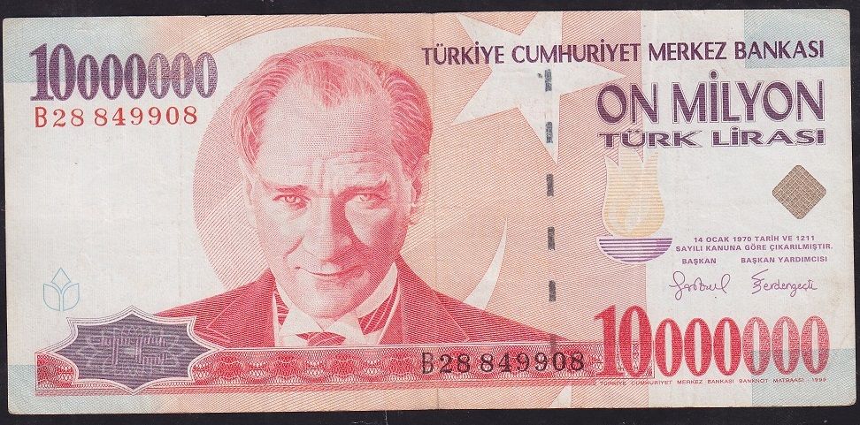 7.Emisyon 10 000 000 Lira B28 849908 Çok Temiz