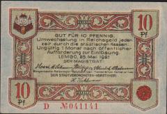 Almanya 10 Pfennig Notgeld 1921 Çilaltı Çil