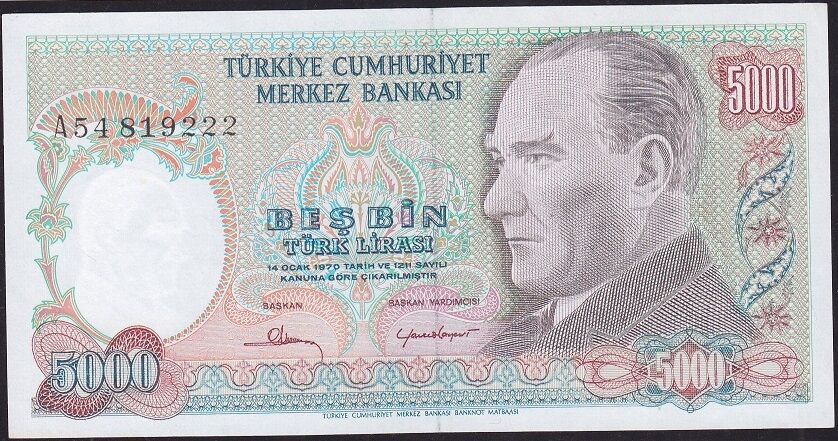 7.Emisyon 1.Tertip 5000 Lira A54 819222 Çilaltı Çil