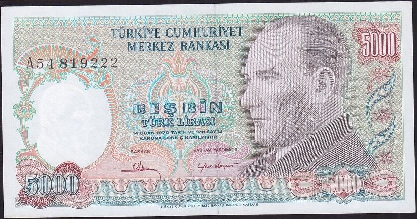 7.Emisyon 1.Tertip 5000 Lira A54 819222 Çilaltı Çil