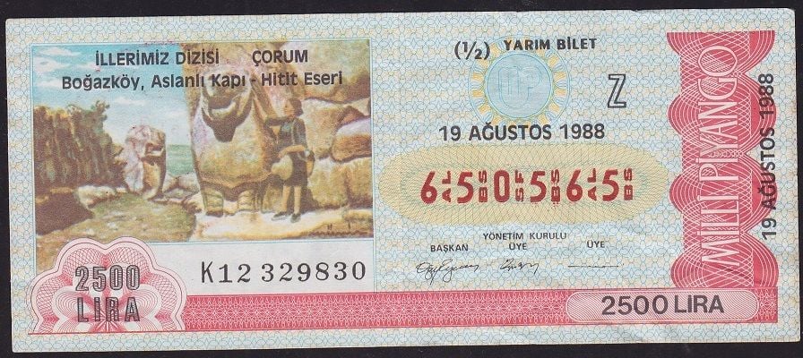 1988 19 Ağustos Yarım Bilet - Z Serisi