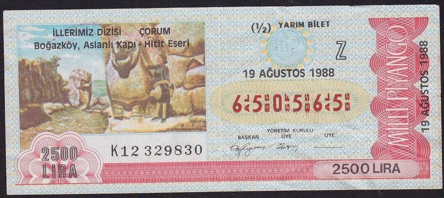 1988 19 Ağustos Yarım Bilet - Z Serisi