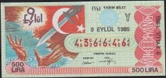 1985 9 Eylül Yarım Bilet - Y Serisi