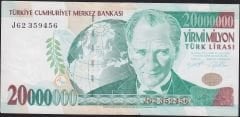 7.Emisyon 20 000 000 Lira J62 359456 Çok Temiz+