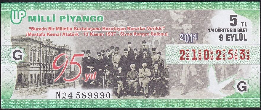 2014 9 Eylül Çeyrek Bilet - G Serisi