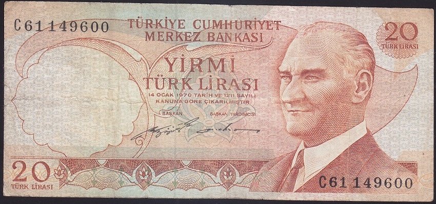 6.EMİSYON 2.TERTİP 20 LİRA C61 149600 ÇOK TEMİZ