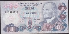 6.EMİSYON 1.TERTİP 1000 LİRA C28 413566 ÇOK TEMİZ +
